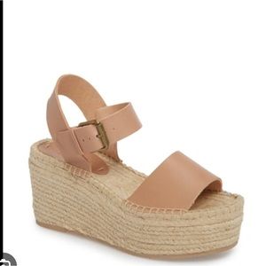 Soludos tan/blush leather Minorca platform espadrilles